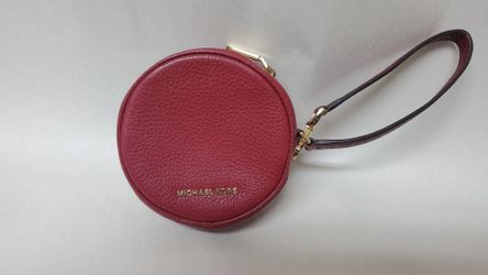 NWT Michael Kors Jet Set Stud Embellishment Coin Wristlet Cherry 32H6GPMP1U NEW