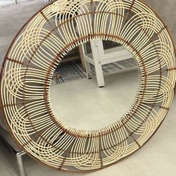 Decorative Round Rattan Mirror - AS IS