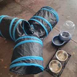 Cat Tunnel, Food And Water Dispenser