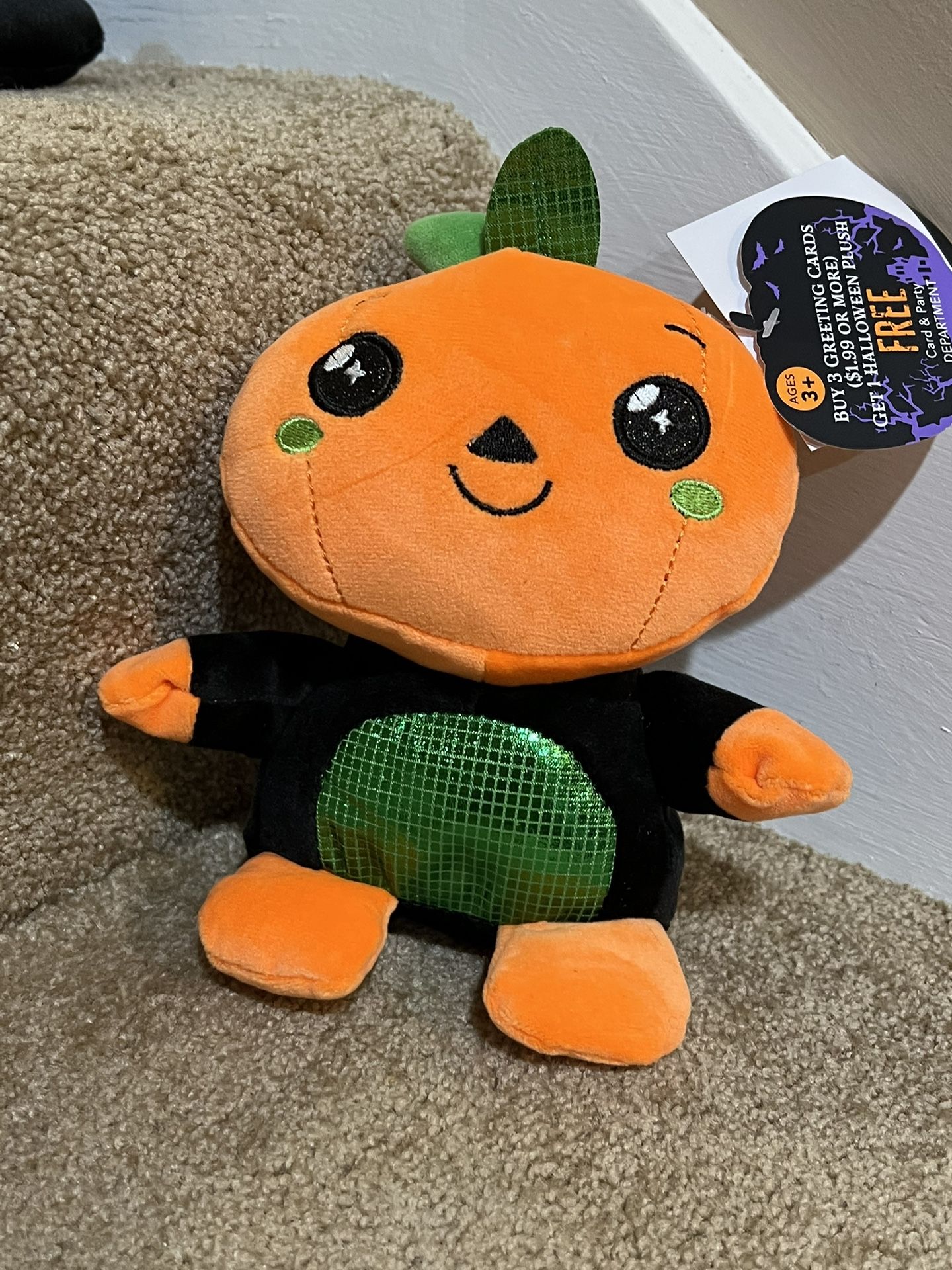 Halloween 8” plush Pumpkin man Scarecrow American Greetings
