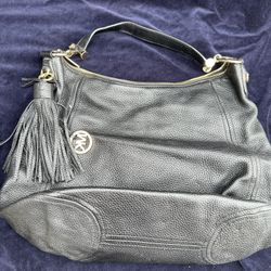 Michael Kors Black Leather Tote Tassel Like New