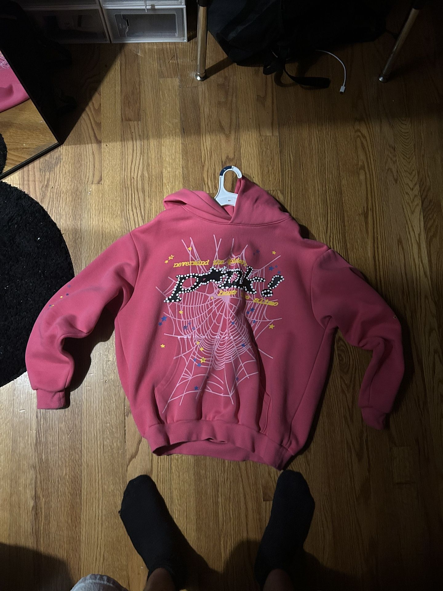 Pink Sp5der Hoodie Size m