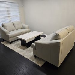 Leather Sofa Set & Coffee Table 