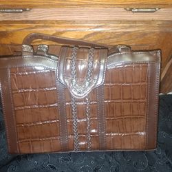 No Name. Purse, Hand Bag Made From Leather With A look Alike Horse Buckle Clasp For Sale.