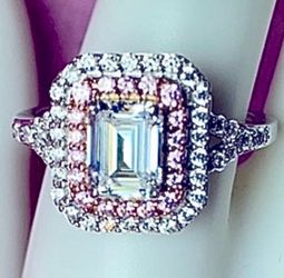 JTV Bella Luce Pink And White Cubic Zirconia Ring - Size 10