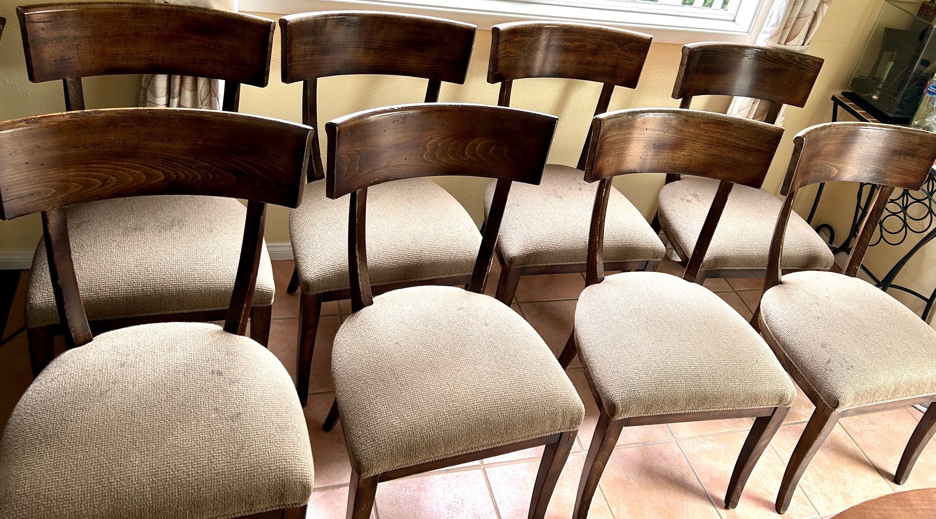Set of 8 (Eight) Vintage Baker Milling Road Dining Chairs — Classic Design, Solid Wood