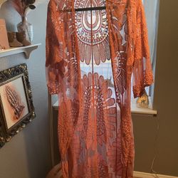 Coral lace Kimono 