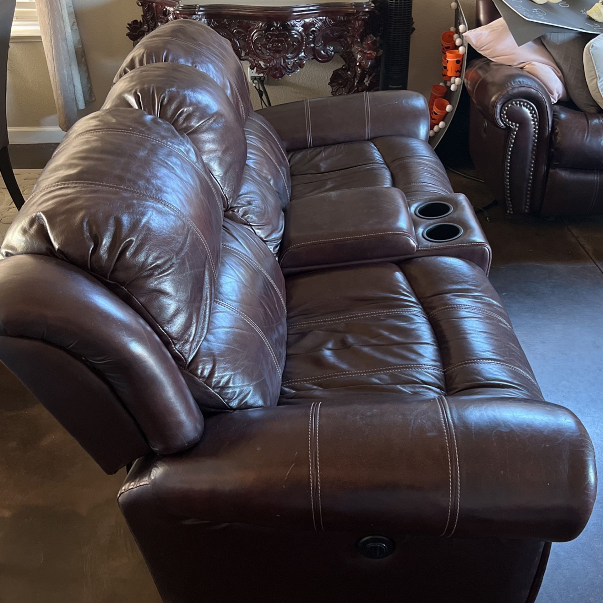 Electric Leather Loveseat Recliner