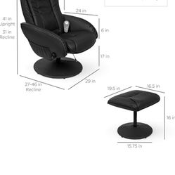 Leather Electric Massage Recliner Chair w/ Stool Ottoman