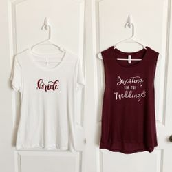 Womens Bride Shirt & Wedding Tank Top BUNDLE (both size XL, runs small, fit like a M/L)