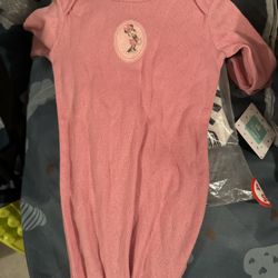 Nwt Baby Girl Minnie 0-3 Months Gown Bottom Tie Onesie Bodysuit 