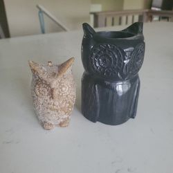 Owl Candle & Holder Paperweight Stone