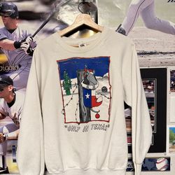 Vintage 1989 Cathee Roehrig Artwork Only in Texas Crewneck Size L White USA Made