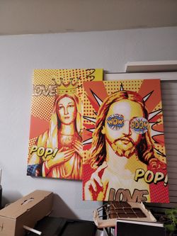 Red Orange Painting Pop Jesus And Mary Wow Pop Boom