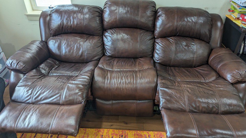 Leather 3 Seater Recliner Sofa