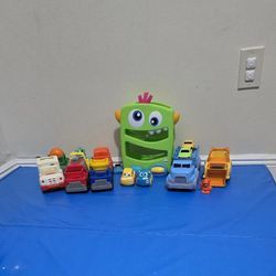 Fisher-Price Monster Trucks Racing Ramp / Green Toys Scooper Construction Truck / Green Toys Car Carrier / Mini Toy Trucks