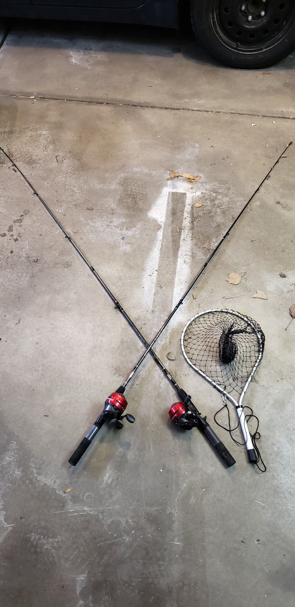 Fishing rods and reels + net