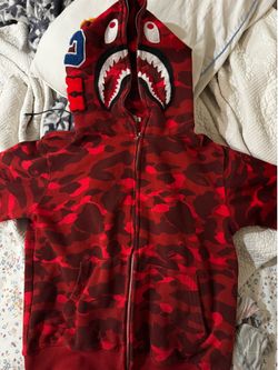 Red Bape shark hoddie extra large