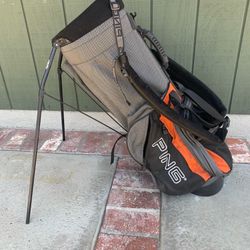 PING Hoofer Black GREY Orange Golf Stand Carry Bag Dual Backpack Straps