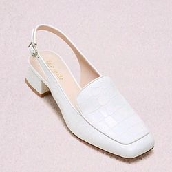 Kate Spade New York Sahiba Sling Back Pump White Crocodile Print Size 8.5M