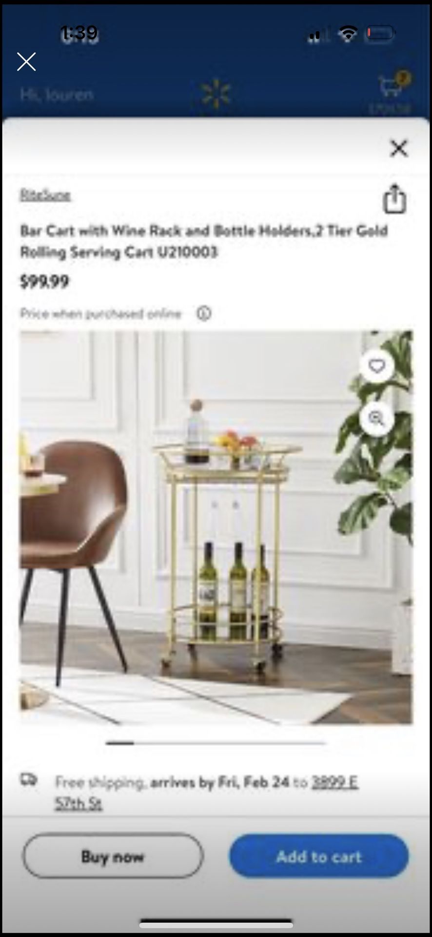 Bar Cart With Wine Rack