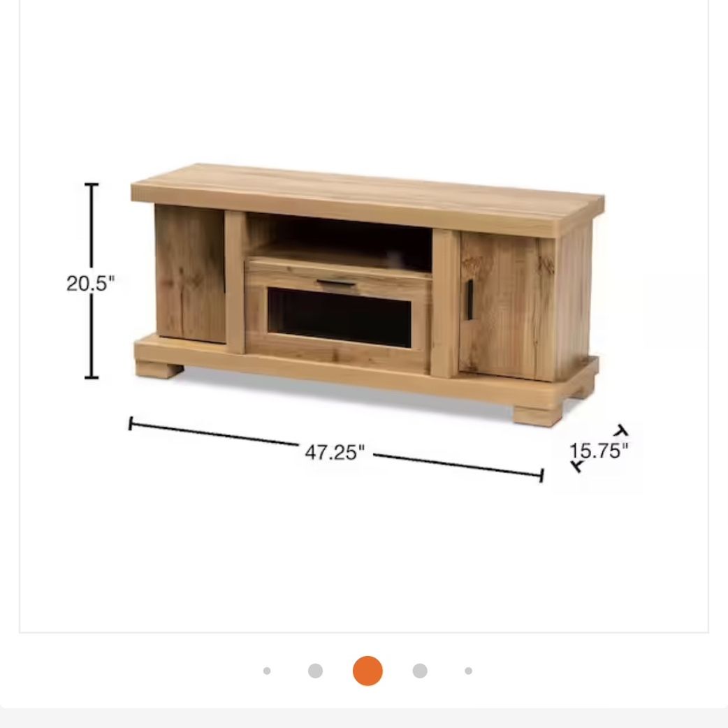 New in Box Viveka 47.25 in. Oak Brown and Black TV Stand Fits TV's up to 52 in. Assembly is required