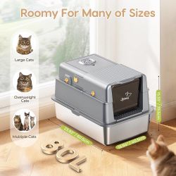 L7 Pro-Stainless Steel Litter Box with Lid Enclosed Odor Control Extra Large Enclosed Metal Cat Box for Kitty&Big Cats, Odor Control, High Sided Anti-