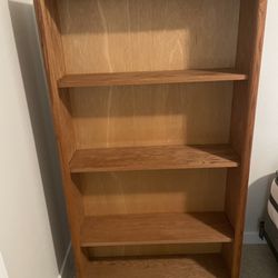 59” Tall Wood Bookcase With 3 Adjustable Height Shelves