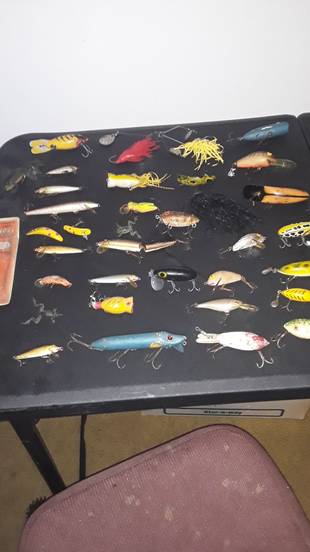 37 bass fishing lures. Some vintage.