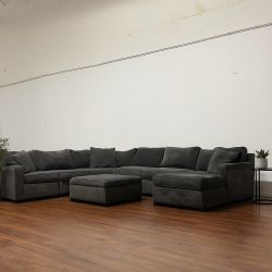 Gray Macy's Radley Sectional with Storage Ottoman, Free Delivery