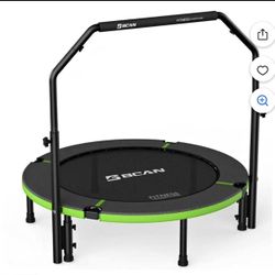 BCAN 40" Foldable Trampoline, Fitness Rebounder with Adjustable Foam Handle, Exercise Trampoline for