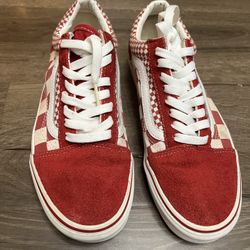 Red Checkered Vans Mens 7 Womens 8.5