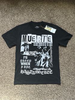 Muerte “Hasta Muerte” Graphic T-Shirt Black Size Small Brand New