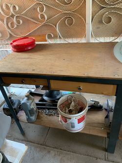 Wooden Workbench with four Drawers