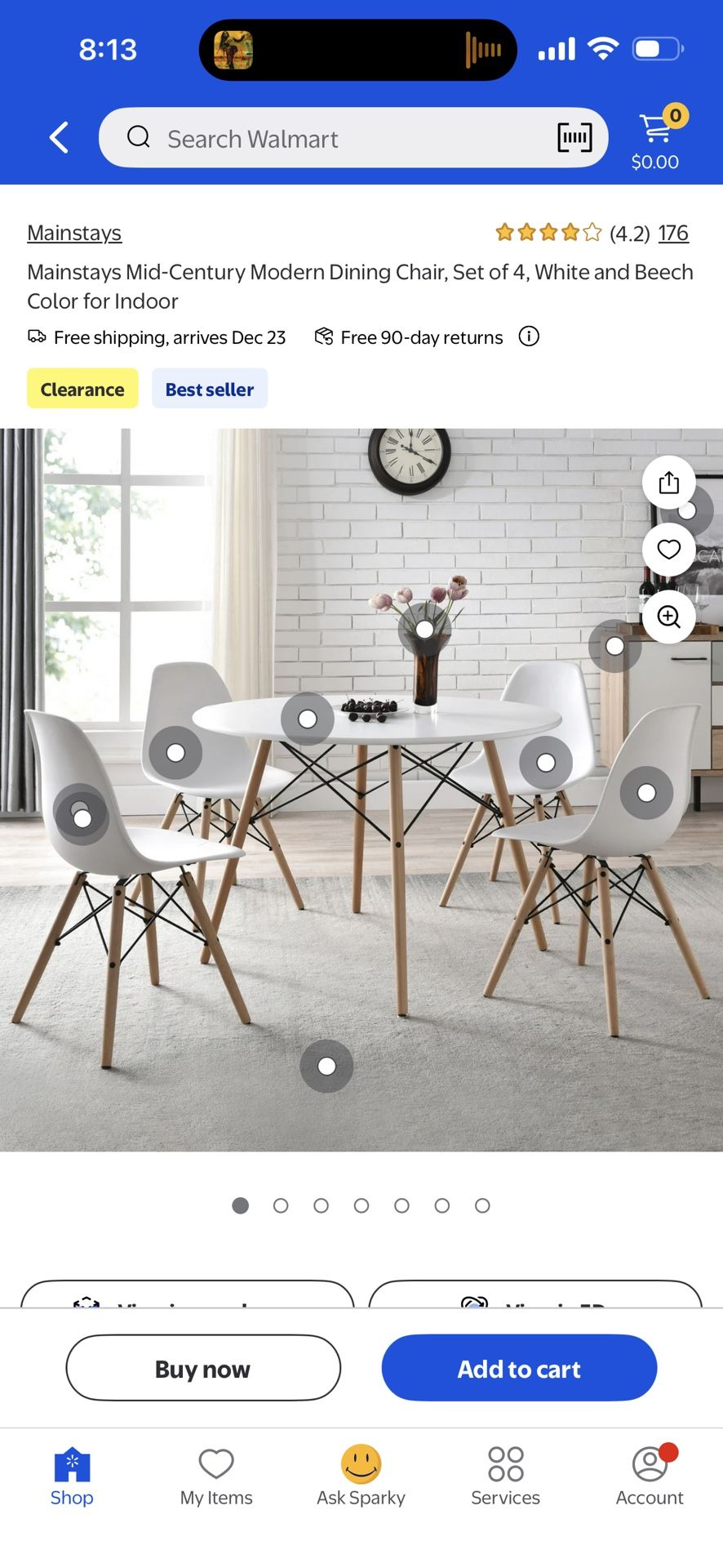 Mid Century Modern Dining Chairs – Set of 4 (White)