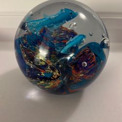 Paperweight Controlled Bubbles With Dolphins 