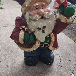 Hand Painted Light-Up Santa Claus Decoration 