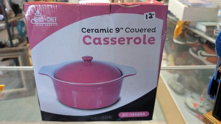 Eco Chef EC 1342RR Ceramic 9 Inch Covered Casserole Cookware New In Box