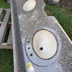 Double Bathroom Sink Solid Surface Top