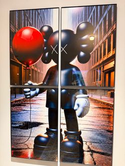4 piece modern art kaws pictures poster print with borderless glass frames