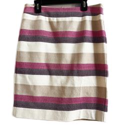 Ann Taylor Women’s Cream and Pink Knee-Length Pencil Skirt Size 4 Petite