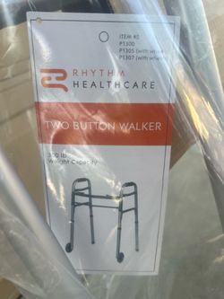 NEW Rhythm Healthcare Two Button Walker with Wheels