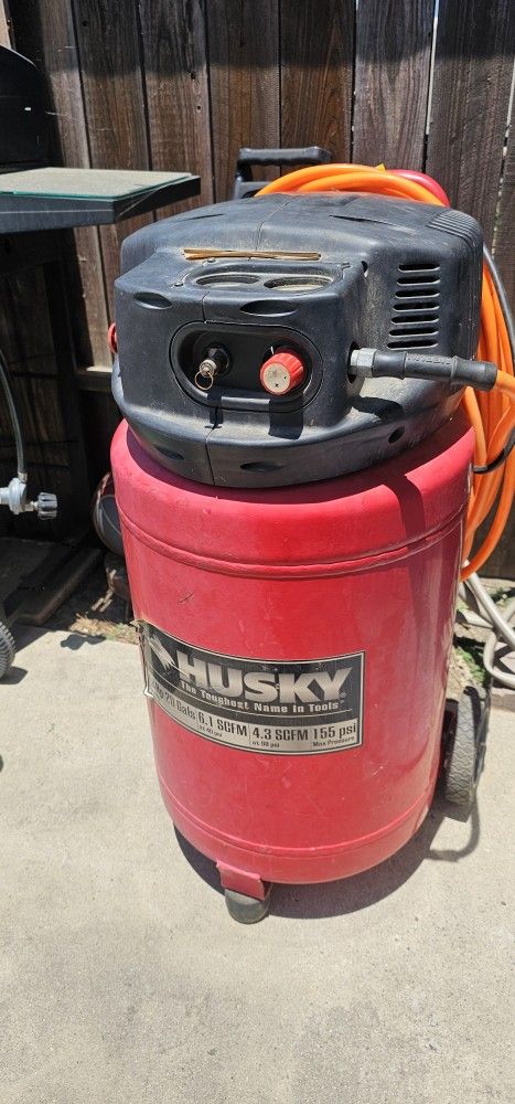 Upright Air Compressor With Hose And Gauge
