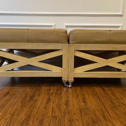 Tan Bed End Bench Seats (Pair)