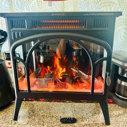 R.W.FLAME 24” Electric Fireplace Heater S230 with Multi-Light Flame +Remote & Manual Overheat Safety