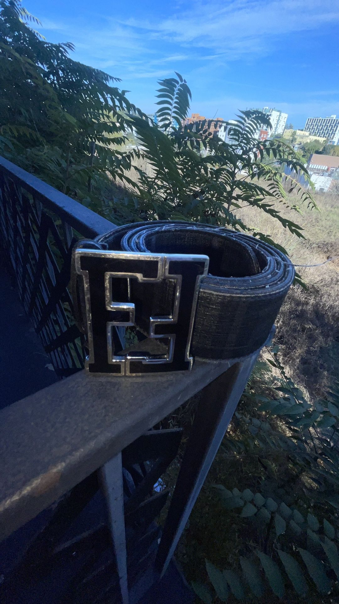 Worn Fendi Belt Black Silver Buckle 