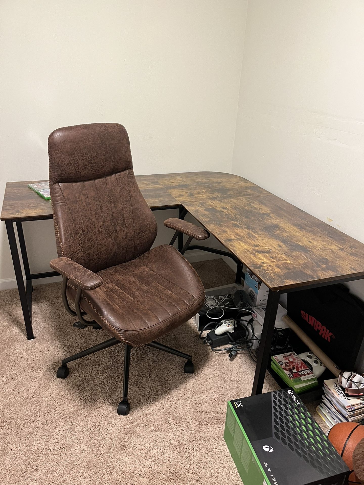 Brand New Corner Desk And Leather Chair