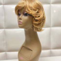 Natural Human Hair Wig-strawberry Blonde -brand New $50-peluca De Pelo Natural Rubio Rojizo Nueva