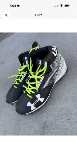 Under Armour Football Cleats UA Hammer Mid RM Black White Neon US Men's Size 10