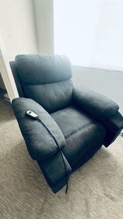 Navy Fabric Remote Recliner